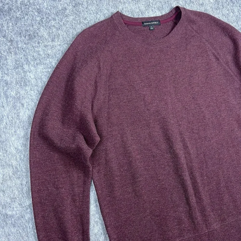 Banana Republic Men's Sweater Crew Neck 100% Cotton Long Sleeve Maroon Size L
